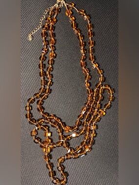 Amber Glass Beaded Multi-Strand Necklace - Women Jewelry